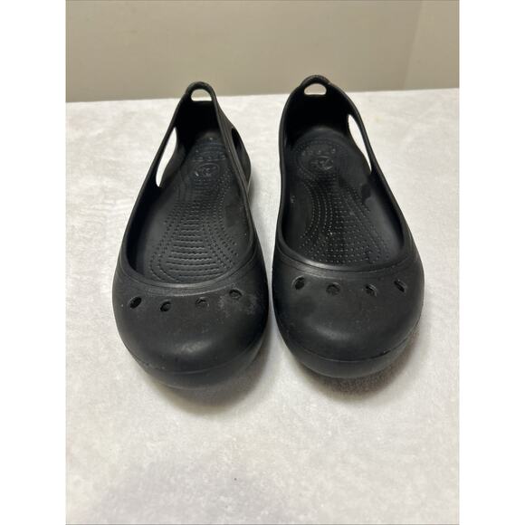 Crocs Ballet Flats Women’s Size 11 Black Kadee Comfort Casual Slip On Cutout - Picture 1 of 8